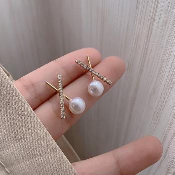 360Home Silber pin Perle luftige Vintage Ohrringe E2284 gold